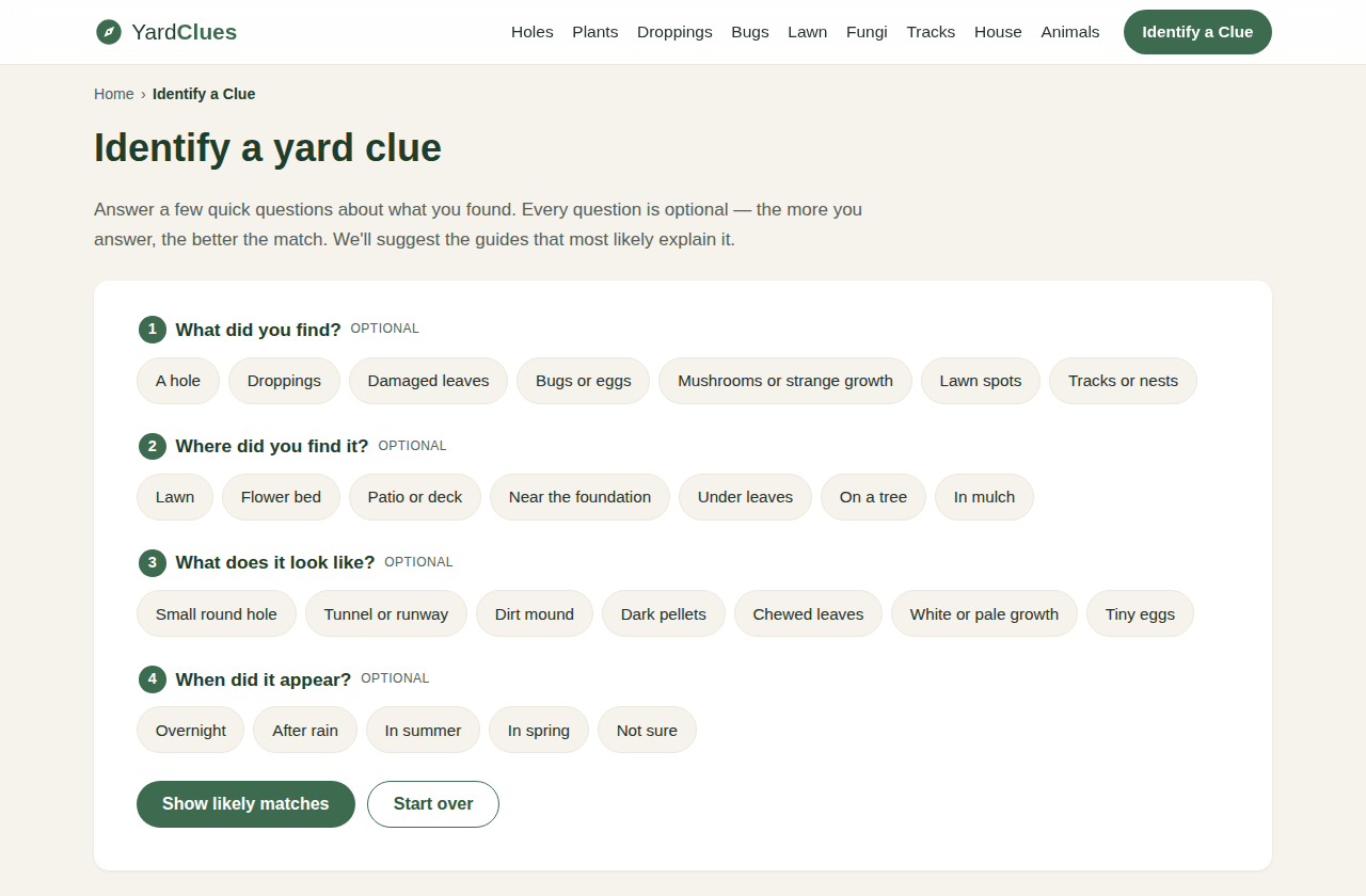 Outil interactif d'identification des indices au jardin